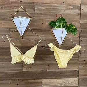 Forever 21 pastel yellow ruffle bikini